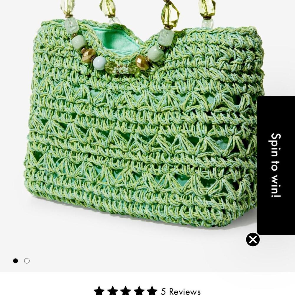 Cappelli green beaded crochet purse - Picture 6 of 6